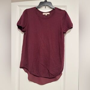 LOFT Rich Maroon Short Sleeve Sweater Blouse